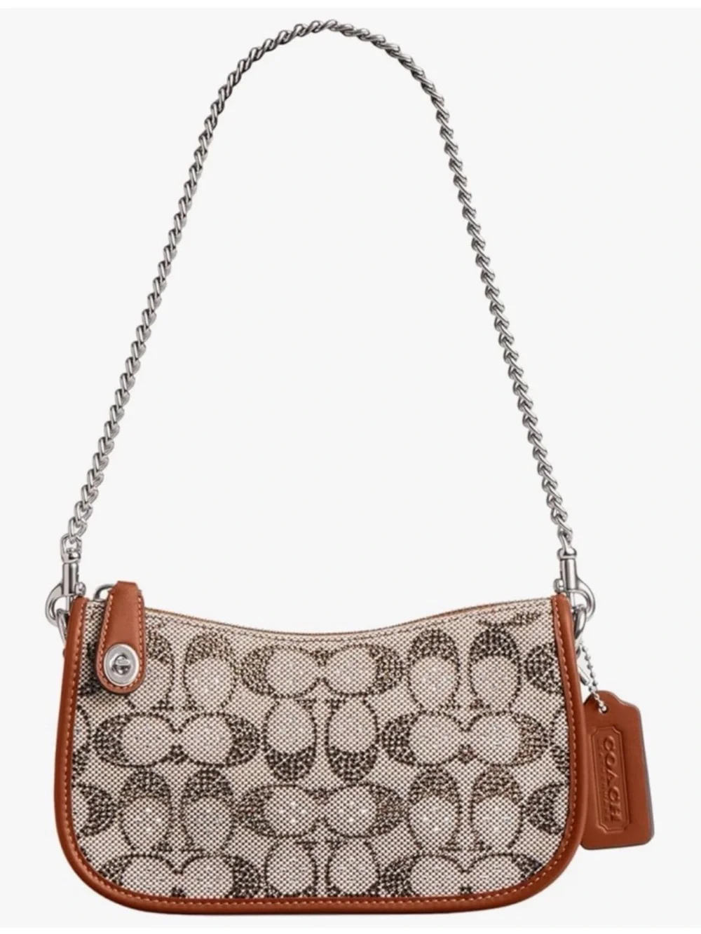 COACH Swinger Bag 20 With Chain In Crystal Signature Jacquard Shoulder Bag‎